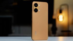 Gold smartphone with dual cameras