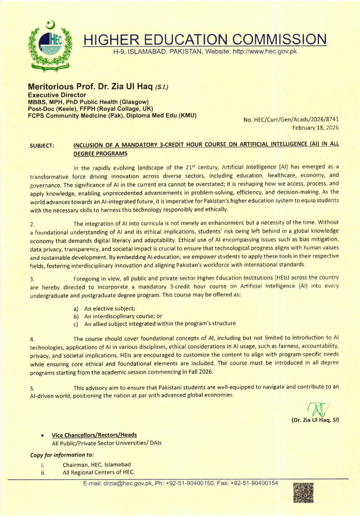 HEC Makes AI Education Mandatory for All Degree Programmes From Fall 2026