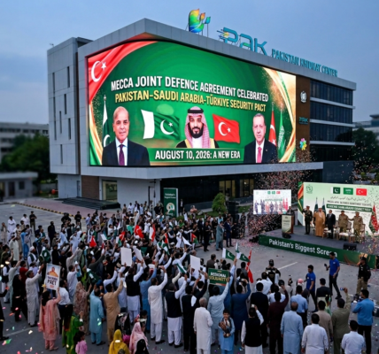 Mecca Joint Defence Agreement Celebrated on Pakistan's Biggest Screen in Pakistan Asaan Khidmat Center G-9 Islamabad